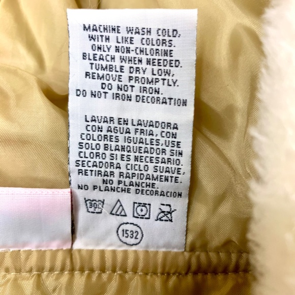 Girls Young Hearts holiday shiny gold festive puffer zip/snap fur lined hoodie - Picture 8 of 12